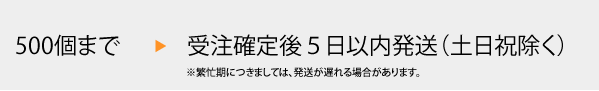 500個まで　受注確定後５日以内発送（土日祝除く）